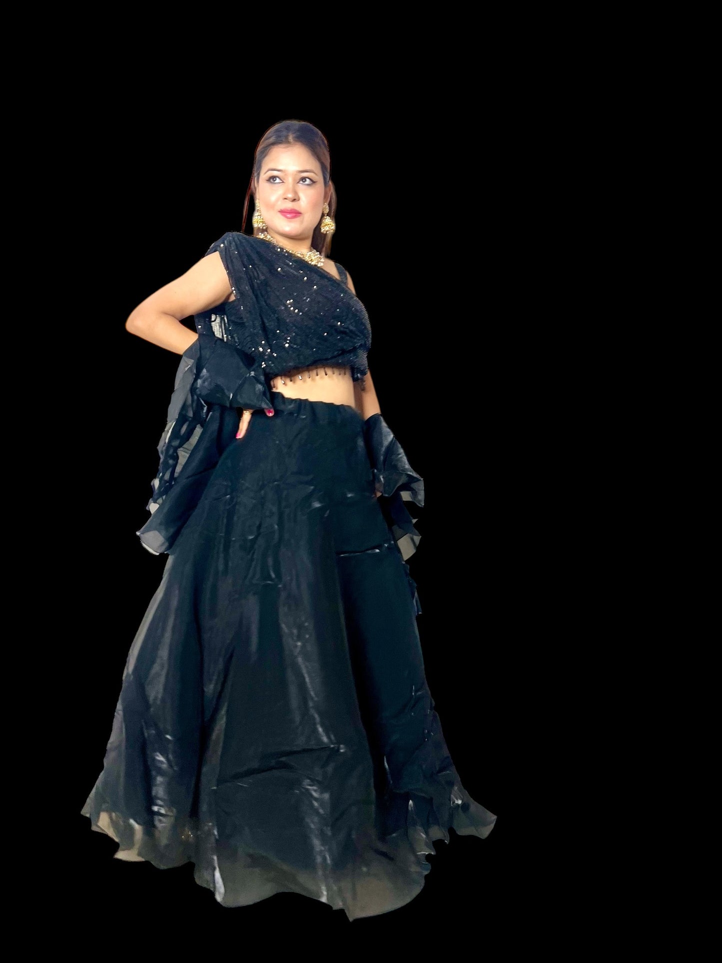 TRENDING BLACK SEQUENCE LEHENGA SET