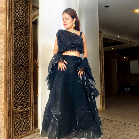 TRENDING BLACK SEQUENCE LEHENGA SET