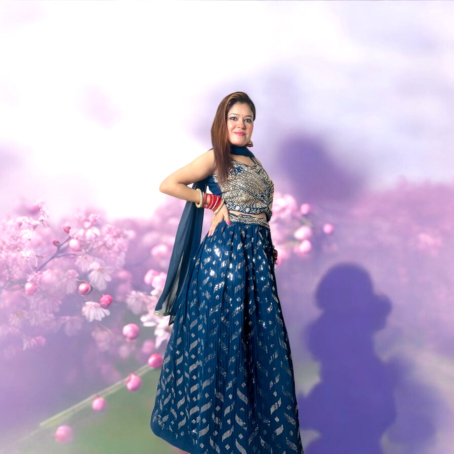 SAPPHIRE BLUE SEQUENCE LEHENGA SET