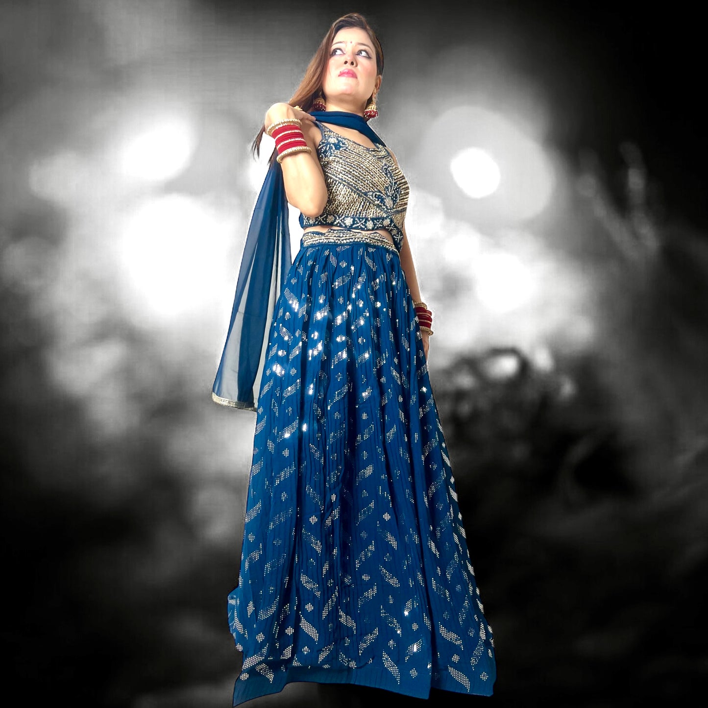 SAPPHIRE BLUE SEQUENCE LEHENGA SET