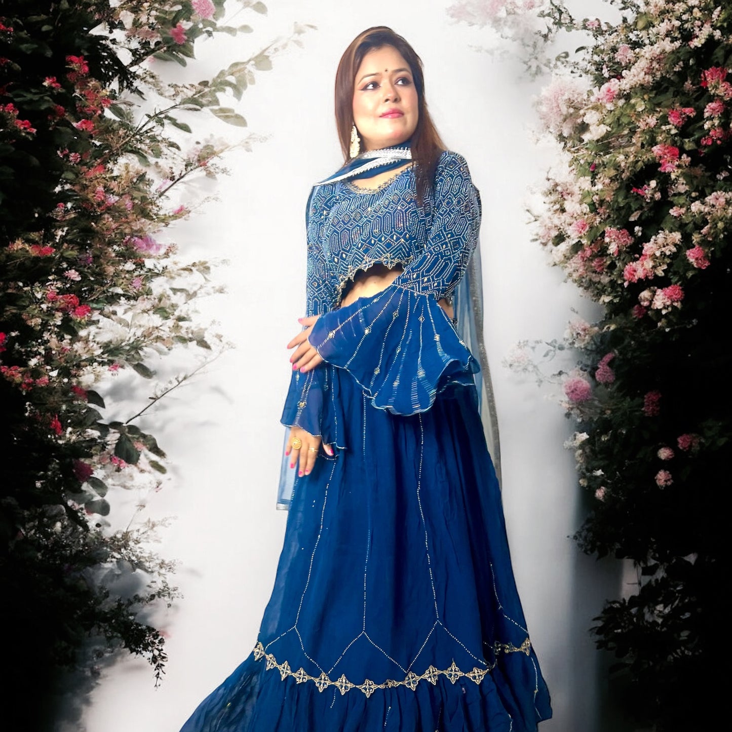 PERSIAN BLUE SEQUENCE LEHENGA SET