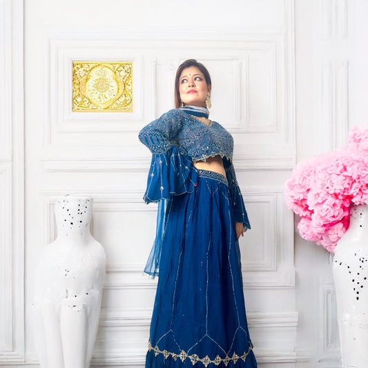 PERSIAN BLUE SEQUENCE LEHENGA SET