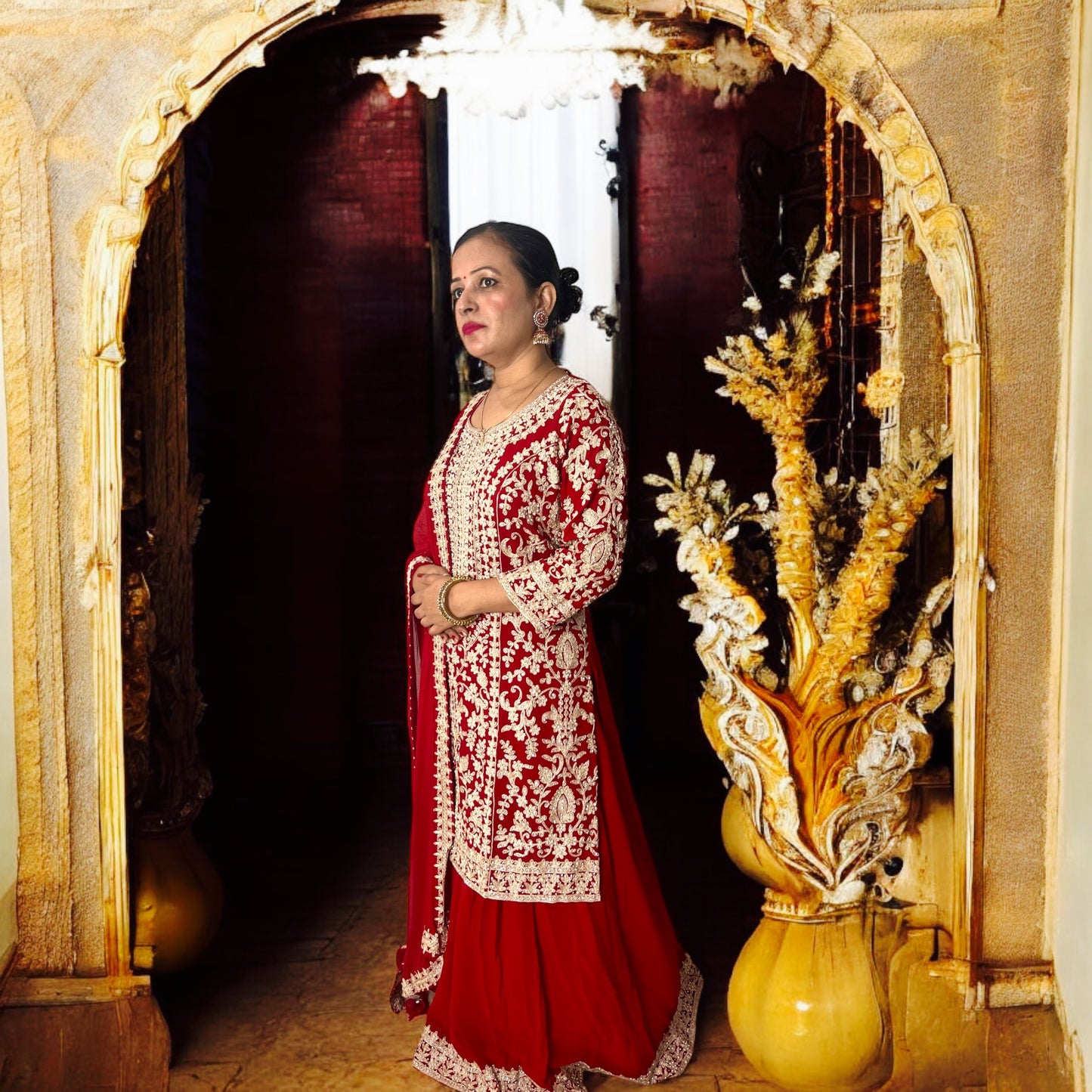 RAVISHING RED FULL TOP LEHENGA SET