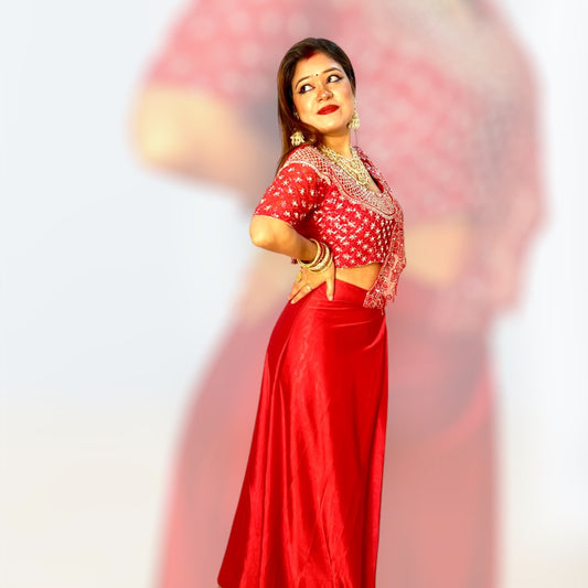 READY TO WEAR DESIGNER RED SAREE