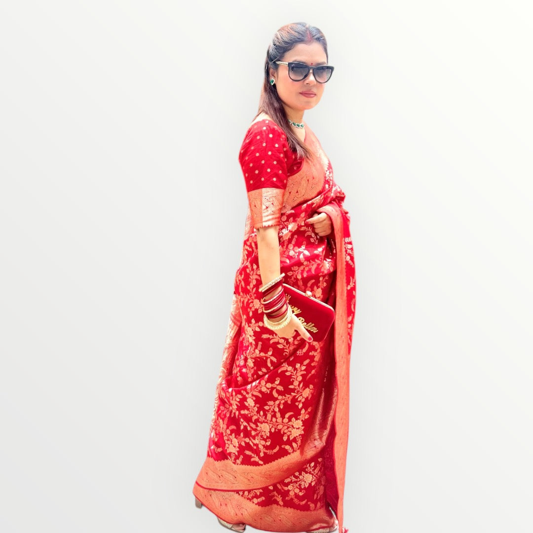 RED BANNO SAREE