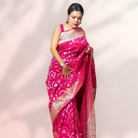 FUCHSIA PINK SILK SAREE