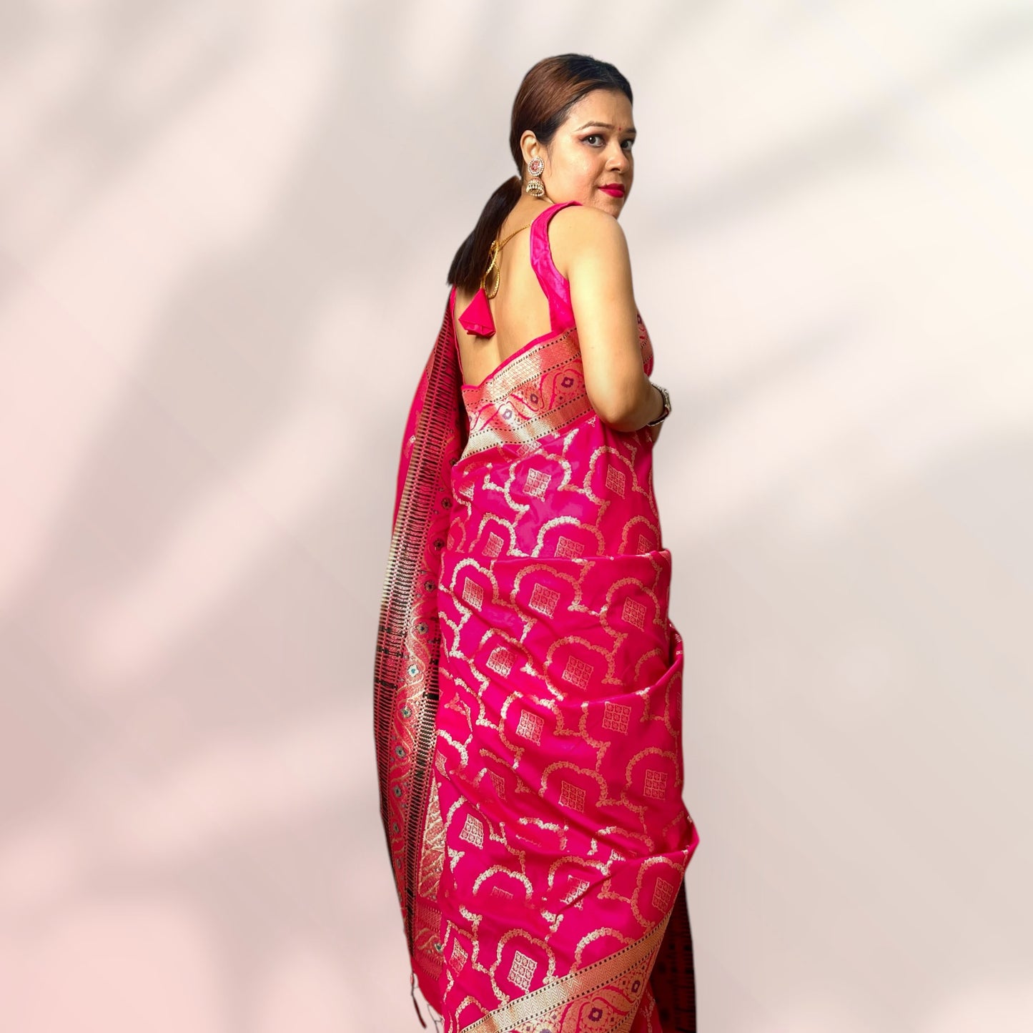 FUCHSIA PINK SILK SAREE