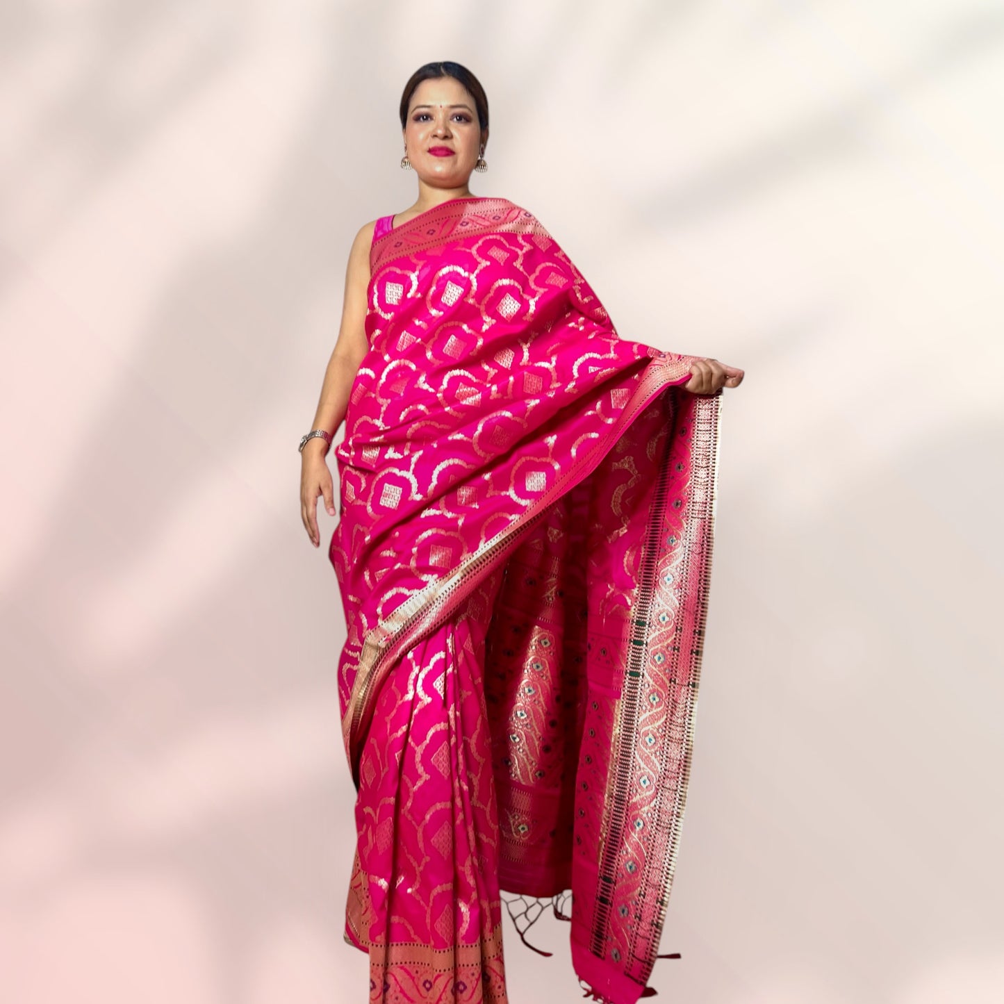 FUCHSIA PINK SILK SAREE