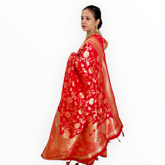 LOTUS RED SILK SAREE